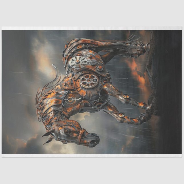Papel De Seda Decoupage Steampunk Copper Steed Majestic Horse (Anverso)