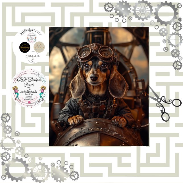 Papel De Seda Decoupage Steampunk Dachshund Volador  (Subido por el creador)