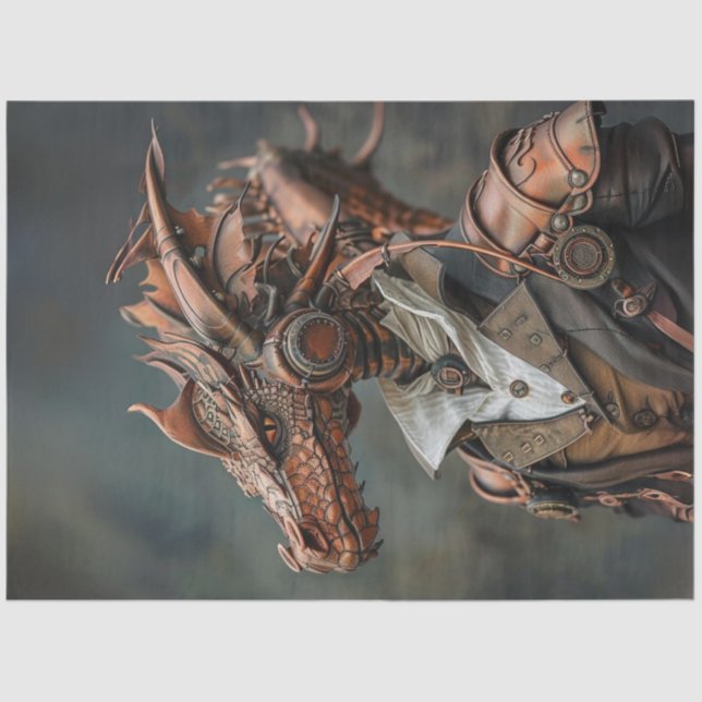 Papel De Seda Decoupage Steampunk Dragon Head Victorian (Anverso)