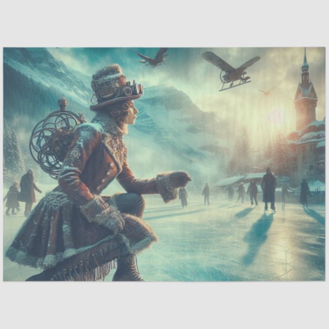 Papel De Seda Decoupage Steampunk Fantasy Winter Messenger (Anverso)