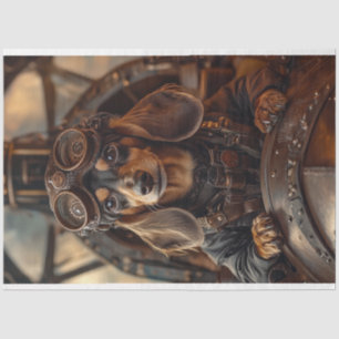 Papel De Seda Decoupage Steampunk Flying Dachshund