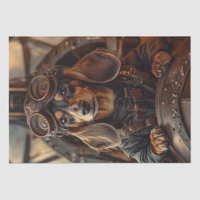 Papel De Seda Decoupage Steampunk Flying Dachshund (Anverso)