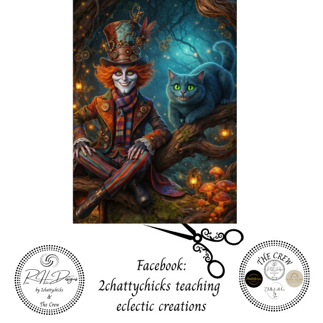 Papel De Seda Decoupage Steampunk Forest Trickster Magical Cat (Subido por el creador)