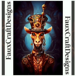 Papel De Seda Decoupage Steampunk Funky Giraffe Gorra Faux Ink 0