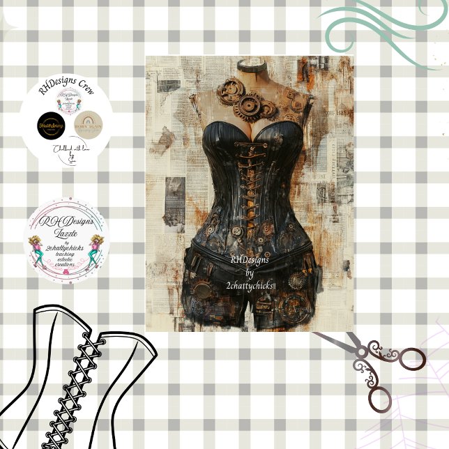 Papel De Seda Decoupage Steampunk Gearwork Corset Mannequin  (Subido por el creador)