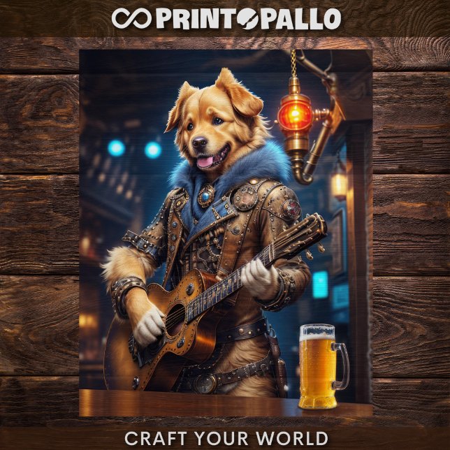 Papel De Seda Decoupage - Steampunk Golden Retriever y guitarra  (Subido por el creador)