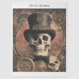 Papel De Seda Decoupage Steampunk Gótico Esqueleto Lienzo 16x20