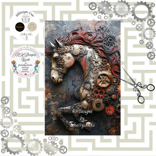Papel De Seda Decoupage Steampunk Hierro Caballo Gearheart 