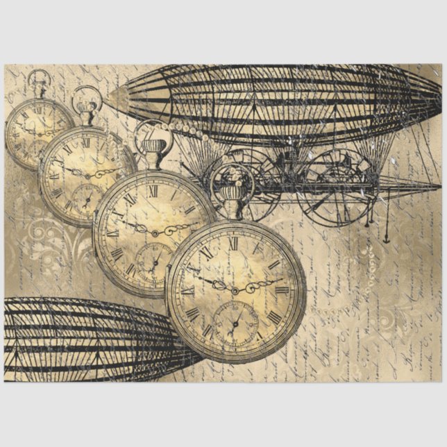 Papel De Seda Decoupage steampunk Hindenburg (Anverso)