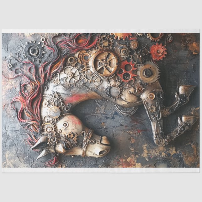 Papel De Seda Decoupage Steampunk Iron Horse Gearheart (Anverso)