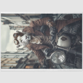 Papel De Seda Decoupage Steampunk Leo Leopard Motorcycle Rider