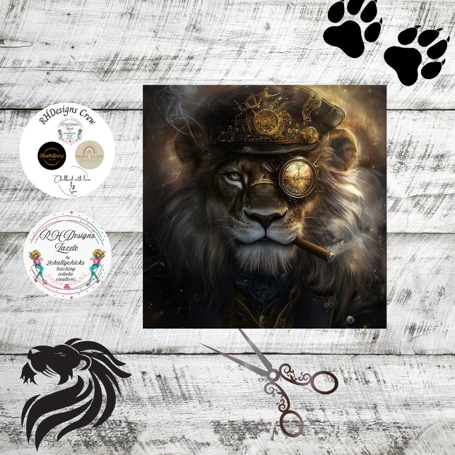 Papel De Seda Decoupage Steampunk León Monarca Mecánico (Subido por el creador)