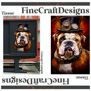 Papel De Seda Decoupage Steampunk Perro Bulldog Británico Regal 