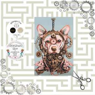 Papel De Seda Decoupage Steampunk Pink Dog Named Pawsworth