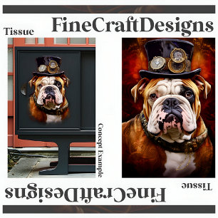 Papel De Seda Decoupage Steampunk Real Bulldog Británico Diestro