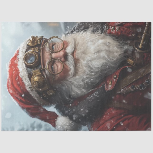 Papel De Seda Decoupage Steampunk Santa Winter Weather (Anverso)