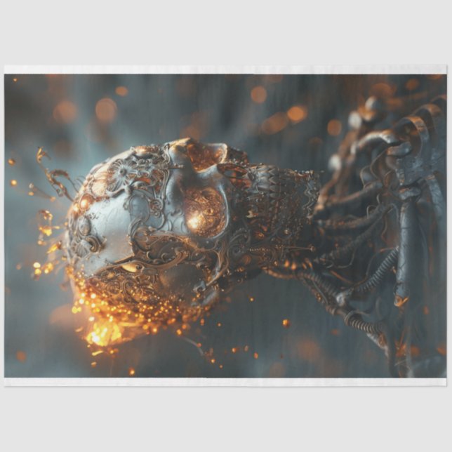 Papel De Seda Decoupage Steampunk Skull Fantasy (Anverso)