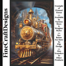 Decoupage Steampunk Steam Train Faux Ink 037