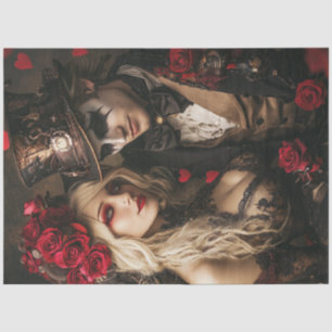 Papel De Seda Decoupage Steampunk Valentine Couple in Love