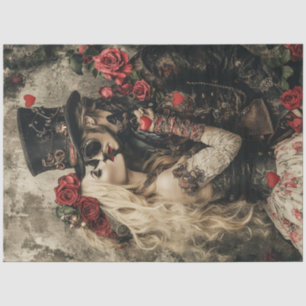 Papel De Seda Decoupage Steampunk Valentine Couple Red Black