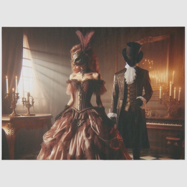 Papel De Seda Decoupage Steampunk Victorian Fantasy Masquerade  (Anverso)