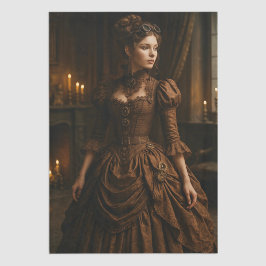 Papel De Seda Decoupage Steampunk Victorian Lady in Brown