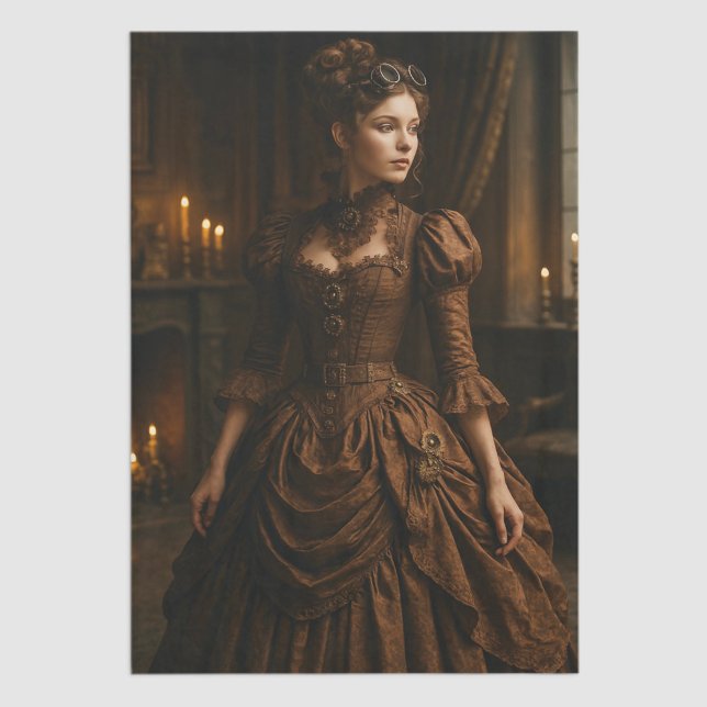 Papel De Seda Decoupage Steampunk Victorian Lady in Brown (Subido por el creador)