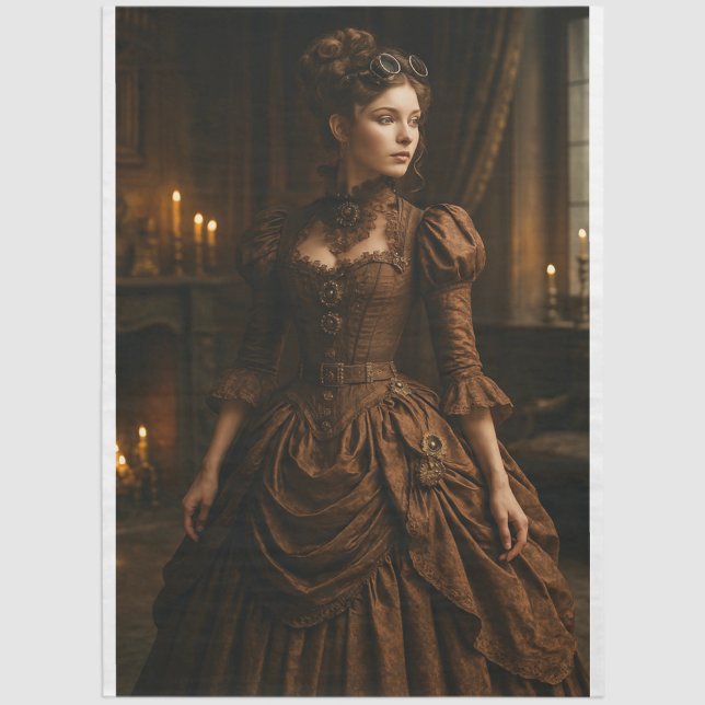 Papel De Seda Decoupage Steampunk Victorian Lady in Brown (Subido por el creador)