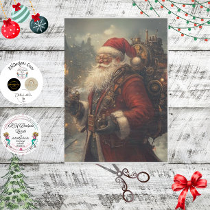 Papel De Seda Decoupage Steampunk Vintage Santa Claus