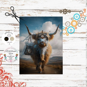Papel De Seda Decoupage Steampunk Whimsical Highland con flores