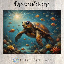 Papel De Seda Decoupage Subacuático de Tortuga Marina
