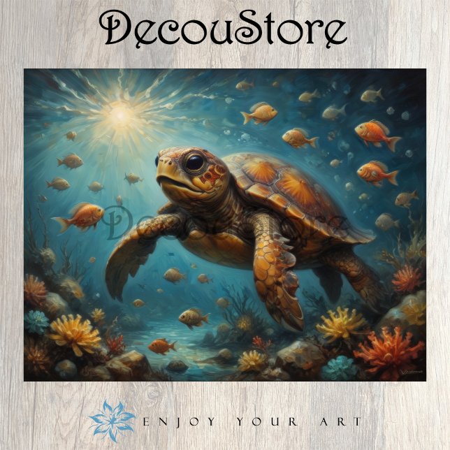 Papel De Seda Decoupage Subacuático de Tortuga Marina (Subido por el creador)