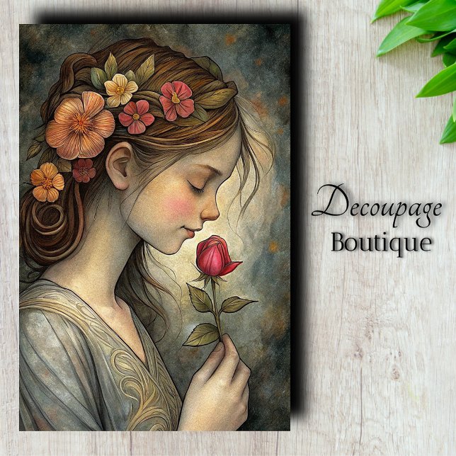 Papel De Seda Decoupage Susurro de Flora (Flora's Whisper Decoupage Tissue Paper)