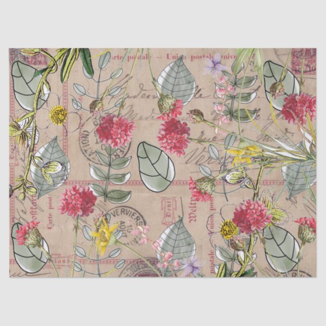 Papel de Seda Decoupage - Tarjeta Postal de Hojas  (Anverso)