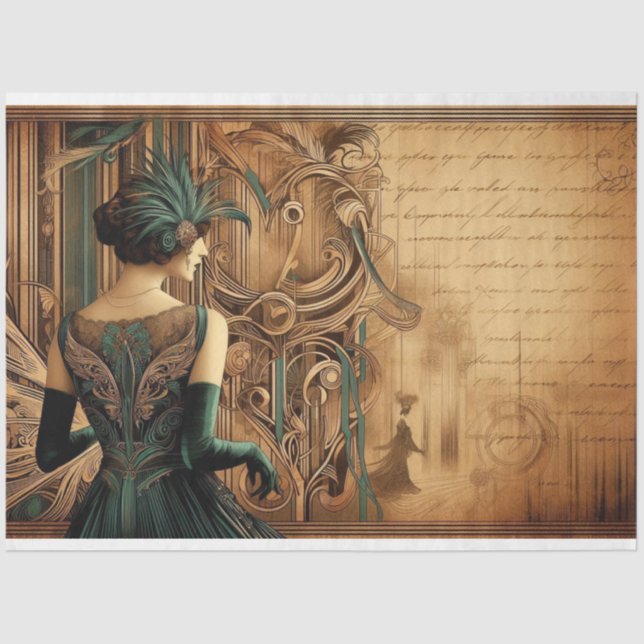 Papel De Seda Decoupage Tejido Paper Art Deco Lady (Anverso)