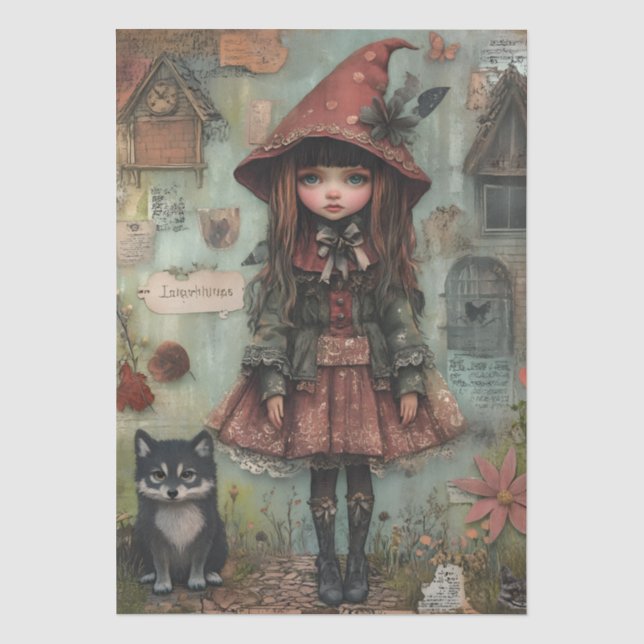 Papel De Seda Decoupage Temático de Caperucita Roja (Anverso)