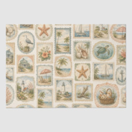 Papel De Seda Decoupage temático de vida marina costera náutica 