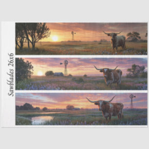 Papel De Seda Decoupage Texas Longhorn Flores Silvestres Serruch