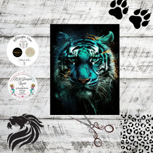 Papel De Seda Decoupage Tigre negrita Mezcla verde azul de color