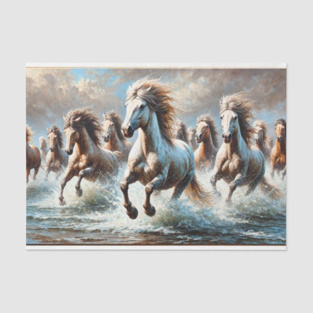 Papel De Seda  decoupage tissue paper met wilde paarden (Anverso)