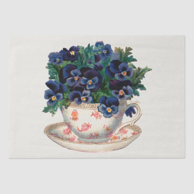 PAPEL DE SEDA DECOUPAGE TISSUE PAPER: VINTAGE TEACUP (Anverso)