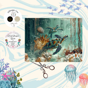 Papel De Seda Decoupage Tortuga Marina Naturaleza Costera Té Ver