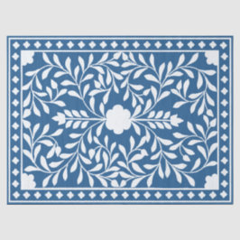 Papel De Seda Decoupage Tradicional de Hueso Incrustado Azul Cla