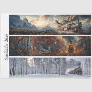 Papel De Seda Decoupage Trenes Estacionales 26x26 para Sierras M