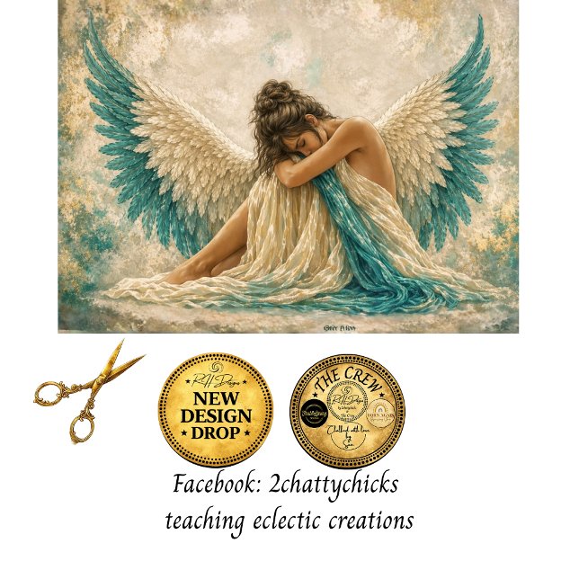 Papel De Seda Decoupage Turquesa Ángel Alado Arte Etéreo (Subido por el creador)