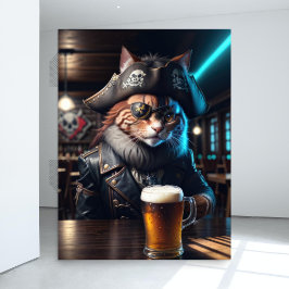 Papel De Seda Decoupage - Un gato pirata con atuendo de cuero -