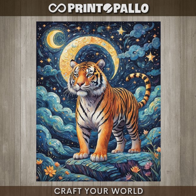 Papel De Seda Decoupage - Un tigre en un mundo de Van Gogh - (Subido por el creador)