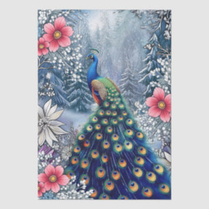 Papel De Seda Decoupage Única Gran Floral de Invierno de Pavo Re