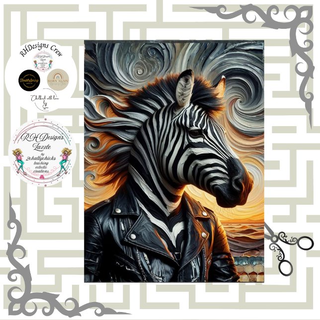 Papel De Seda Decoupage Urban Zebra Rebel Art (Subido por el creador)