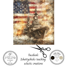 Papel De Seda Decoupage USA Buque de Guerra en el Mar